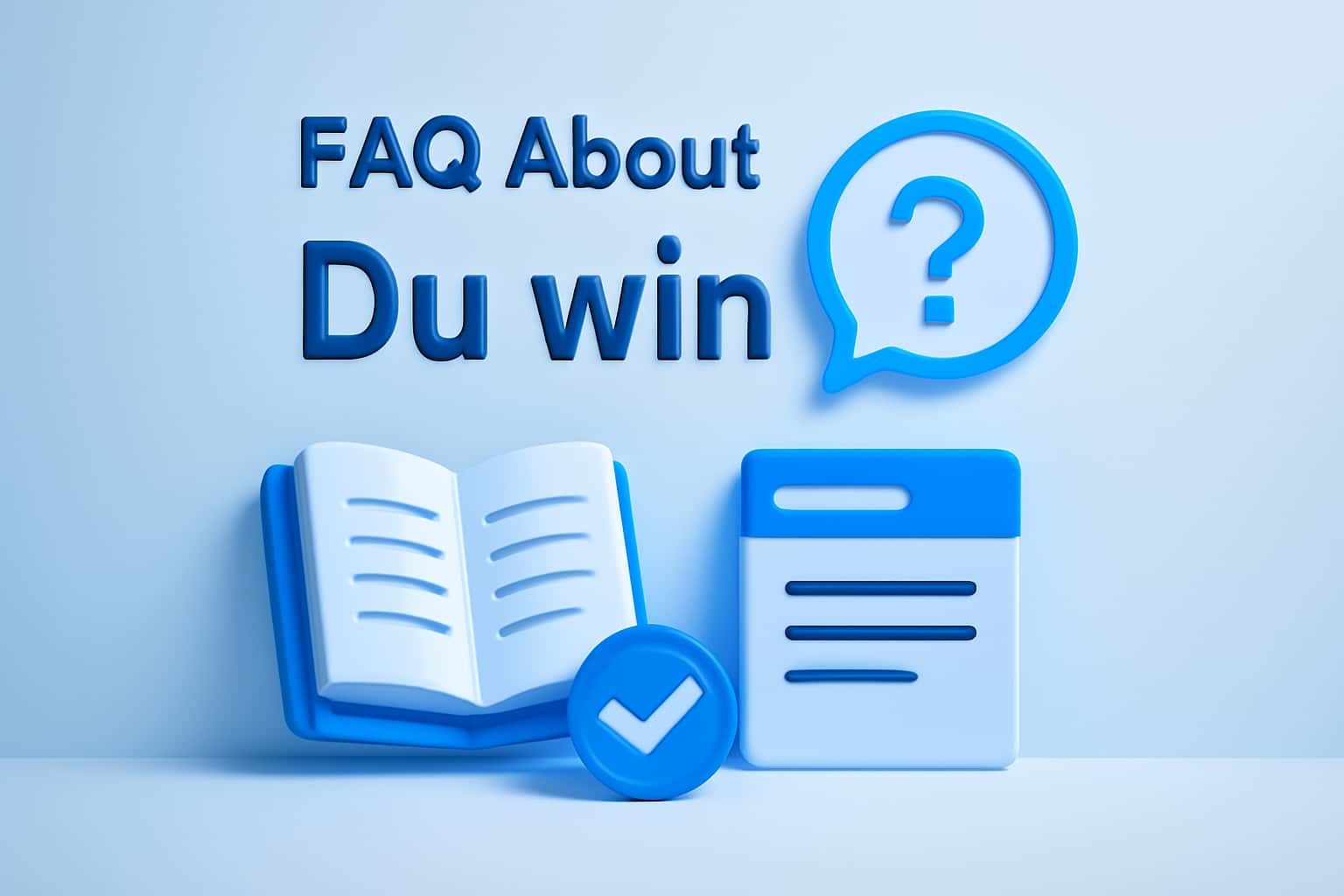 An informational graphic representing frequently asked questions about Du win.