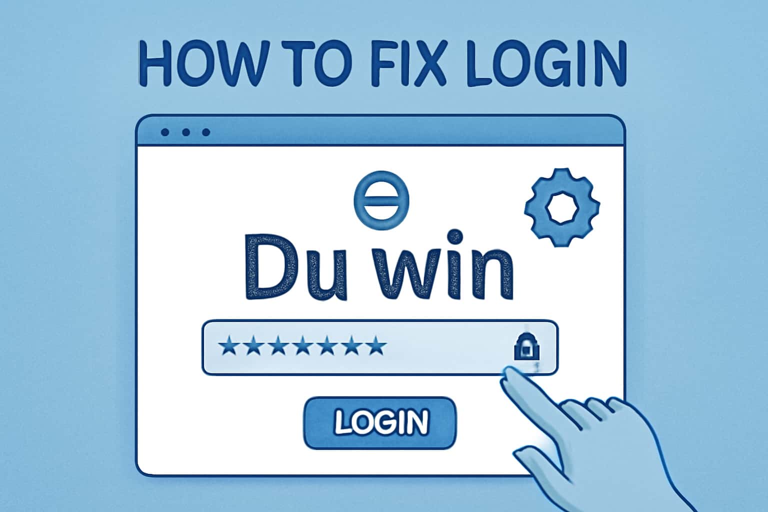 An informative visual showing login troubleshooting steps for the Du win platform.