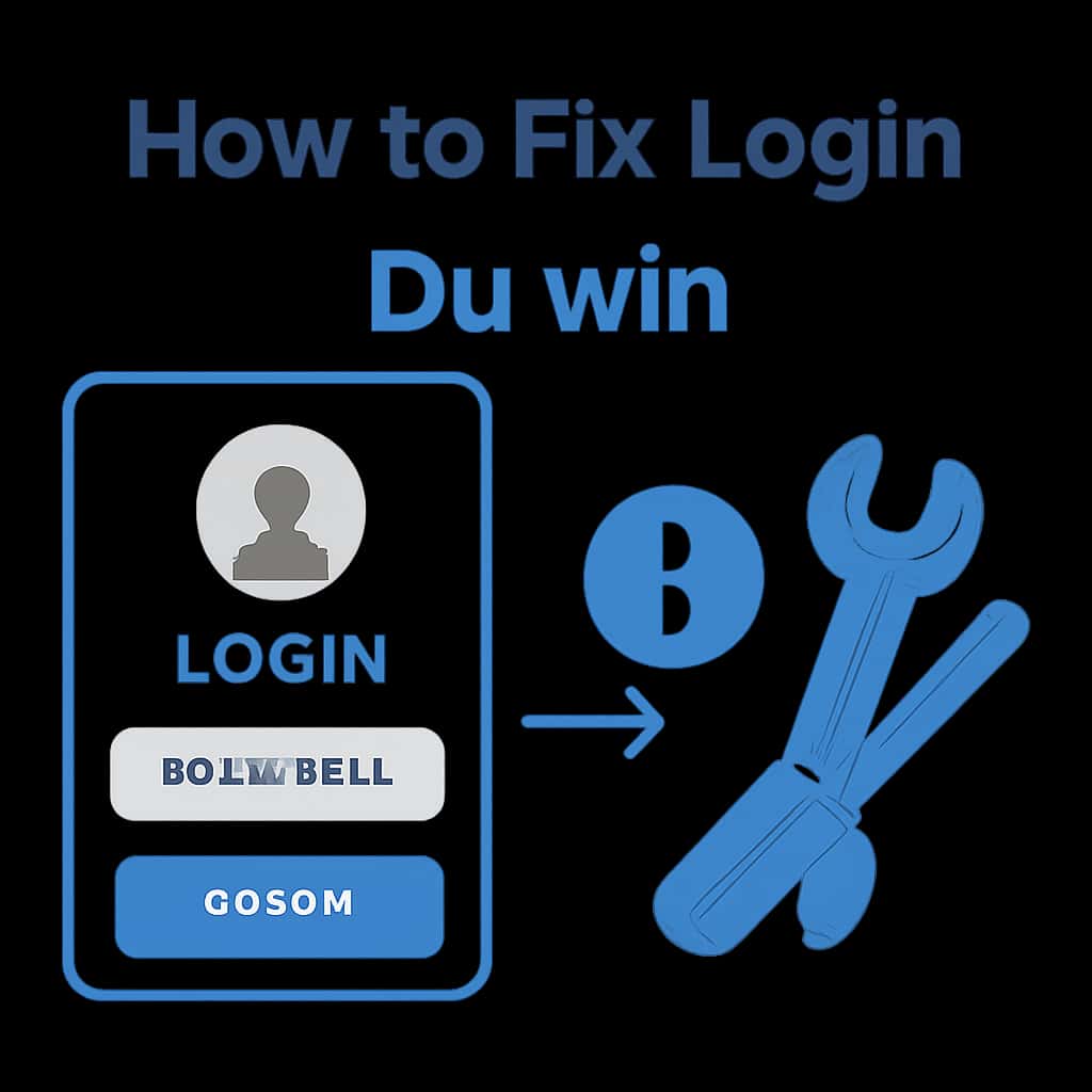 Illustration showing troubleshooting steps for Du win login.