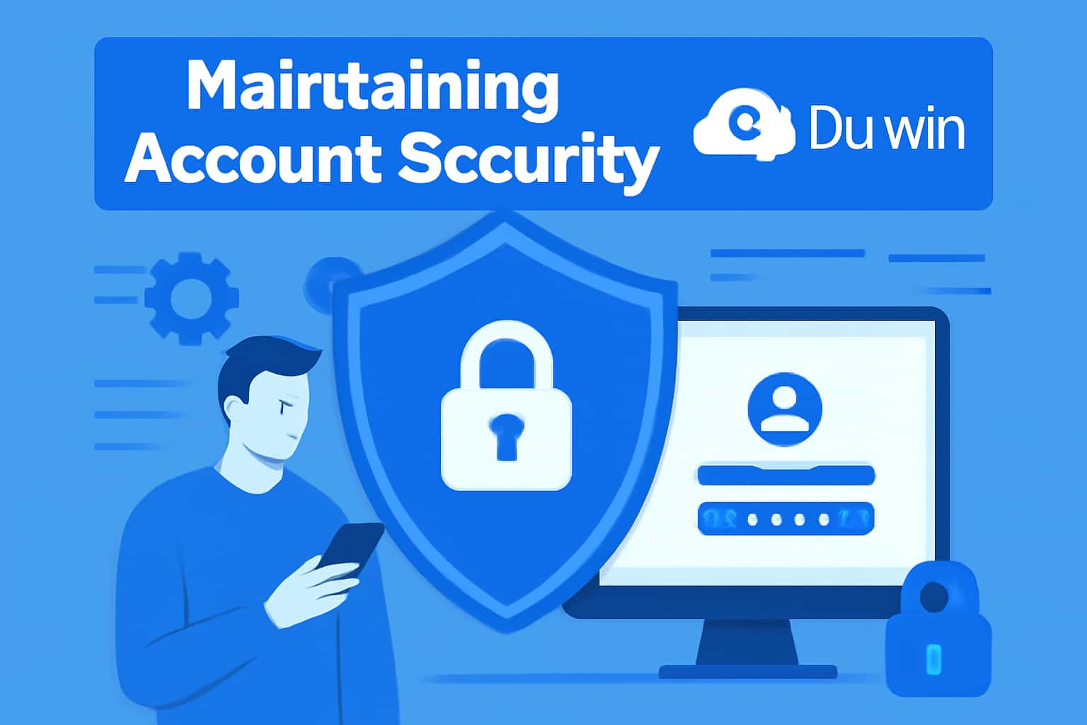 A high-tech visual representation of Du win account security measures.