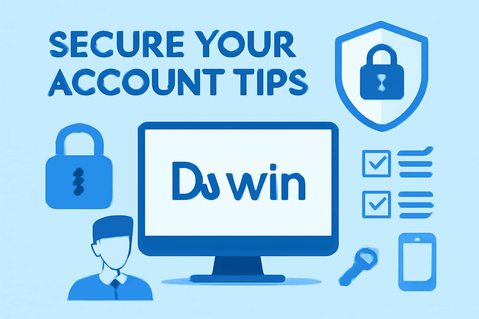 An image depicting the concept of securing a Du win account with visual elements representing safety and technology.