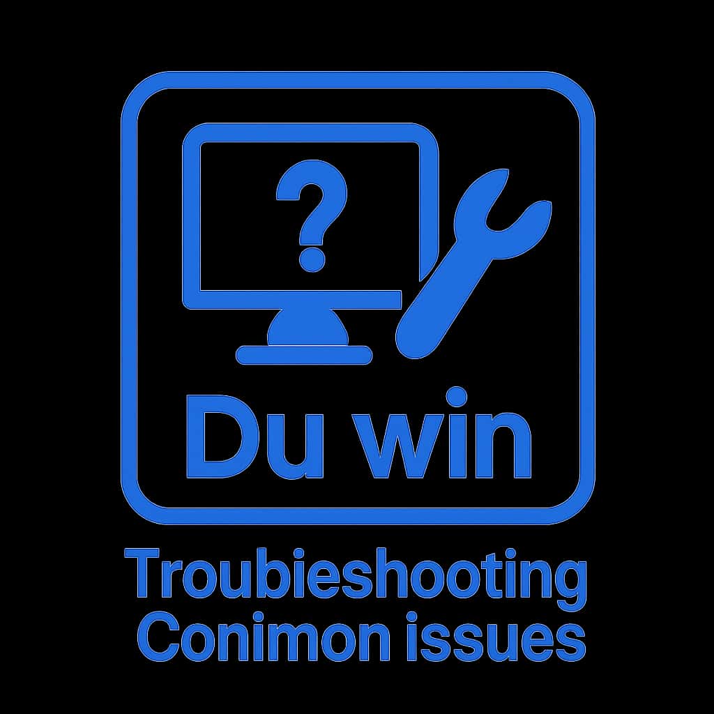 A professional badge design symbolizing support for Du win issues.